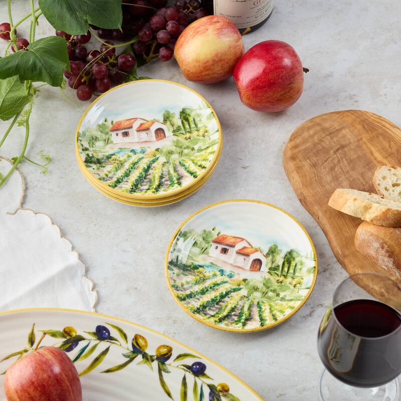 Certified International Tuscany 6" Canape/Luncheon Plates,Set of 4 - 6'' W x 6'' D x 0.75'' H