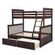 preview thumbnail 4 of 18, Espresso Twin over Full Wood Bunk Bed with Storage Drawers, Ladder and Safety Guard Rails