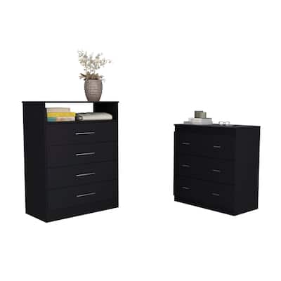 Kiana 2 Piece Bedroom Set, Dresser + Dresser, Black