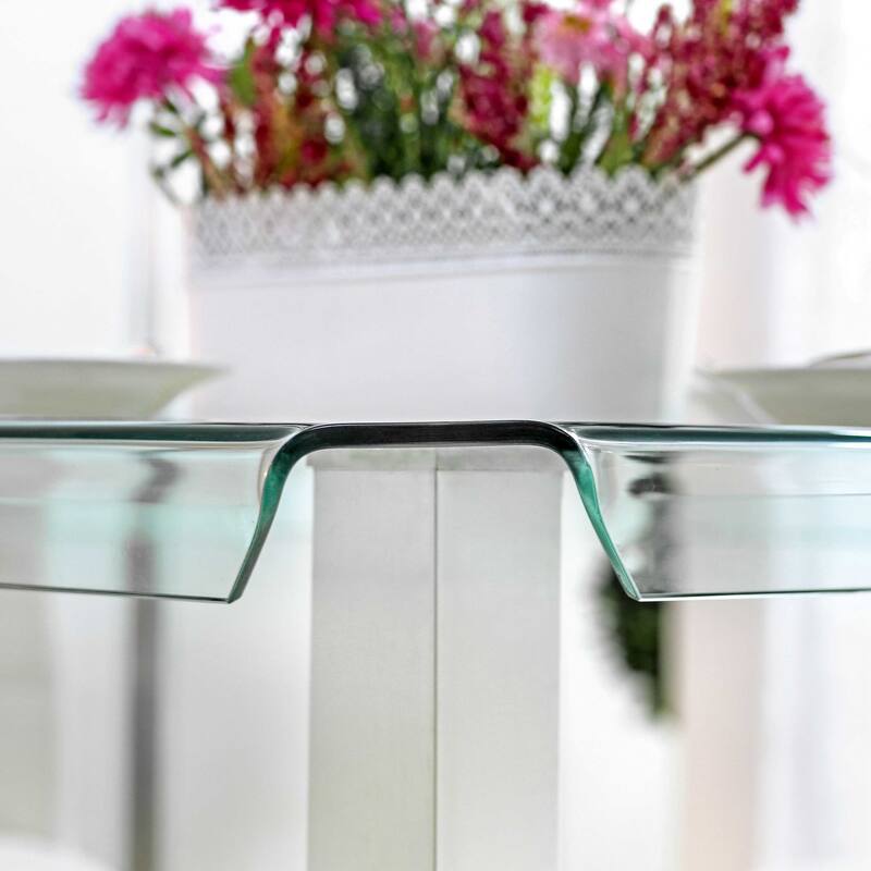 Furniture of America Maza 59-inch Silvertone Metal/Glass Dining Table