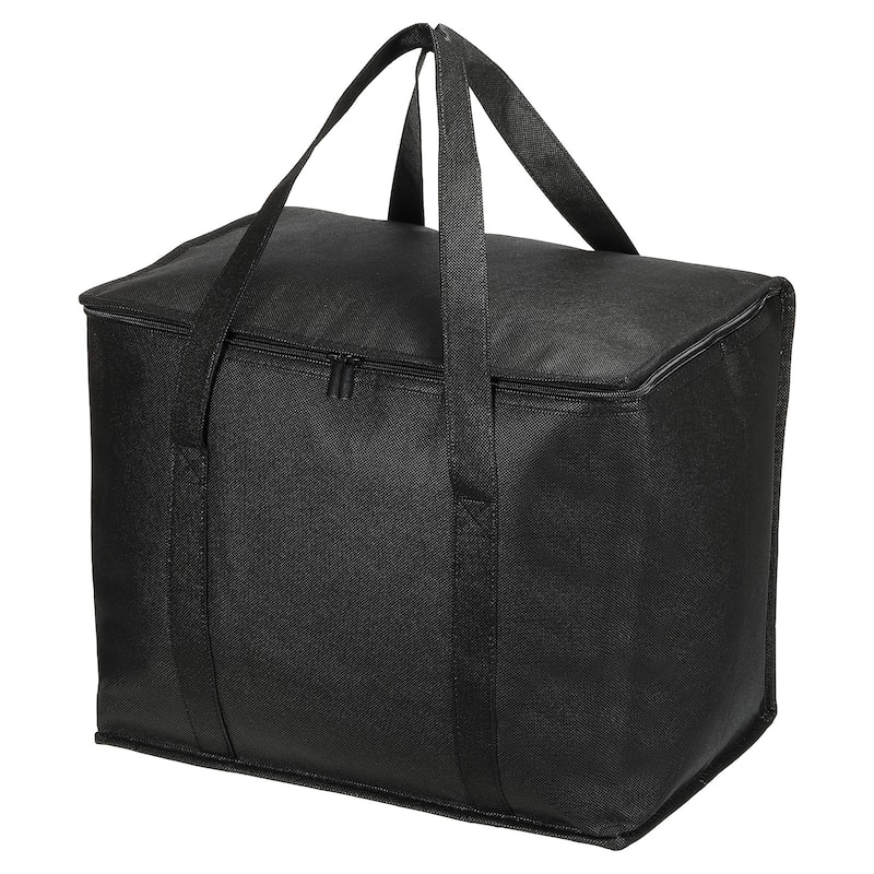 16"x10"x13" Insulated Reusable Grocery Bag Food Transport Tote Bag, Black