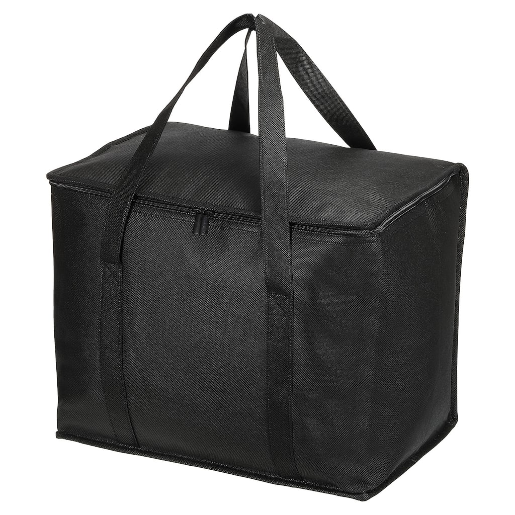 16"x10"x13" Insulated Reusable Grocery Bag Food Transport Tote Bag, Black