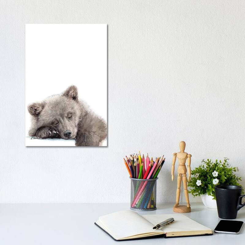 iCanvas "Woodland Sleeping Bear Cub" by Watercolor Luv Canvas Print - 12x8x0.75