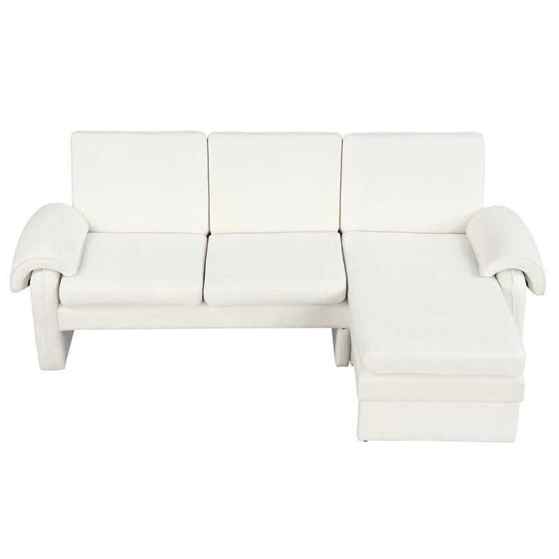 94.1" Chenille L-Shaped Futon Sofa with Adjustable Backrest & Reversible Chaise