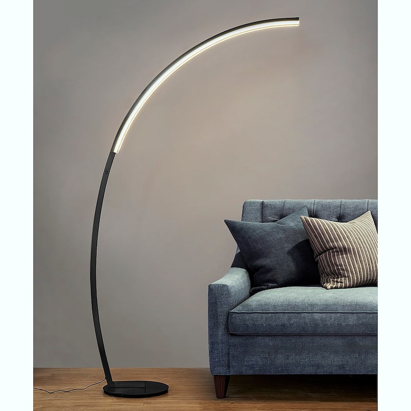 Strick & Bolton Zouma Chrome Dimmable LED Arc Floor Lamp - Matt Black