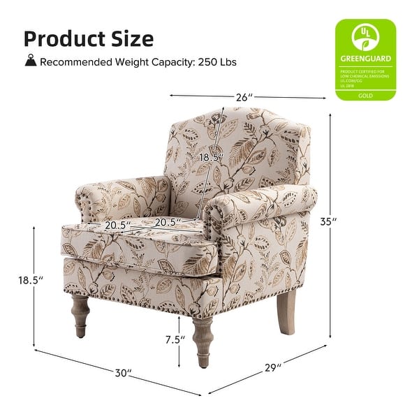 dimension image slide 0 of 7, Yahweh Farmhouse Nailhead Armchair with Rolled Arms by HULALA HOME