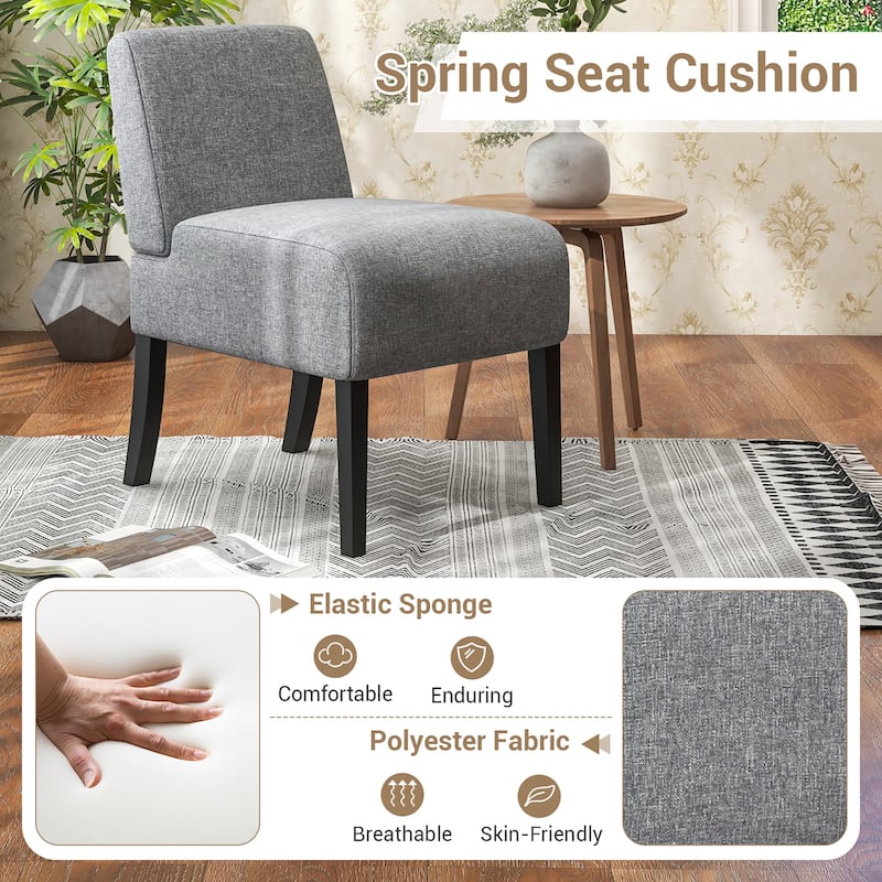 Gymax 2PCS Armless Accent Chair w/ Rubber Wood Legs Modern Vanity