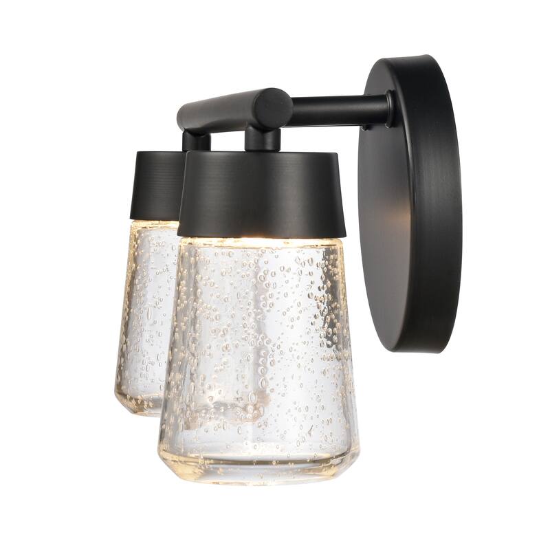 Elk Home Jergen Matte Black With Seedy Glass Vanity Light