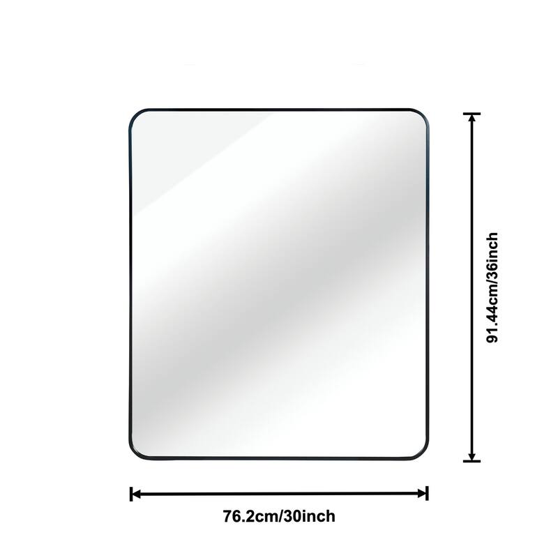 30 "X36" Rectangular Bathroom Wall Mirror,The Brushed Frame Of Rectangular Mirror Is Premium Anti-Rust Aluminum Alloy