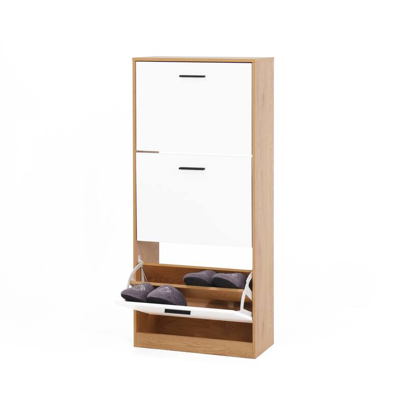 Shoe Storage Cabinet with 3 Flip Drawers&1 Drawer, Slim Freestanding Storage Racks