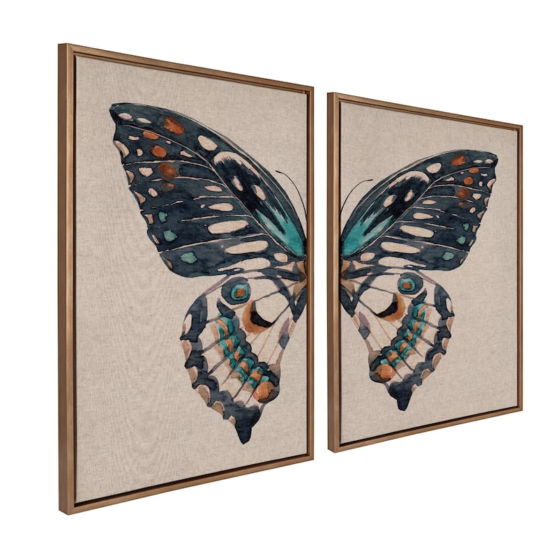 Sylvie Boho Butterfly Framed Canvas Art by Creative Bunch Studio