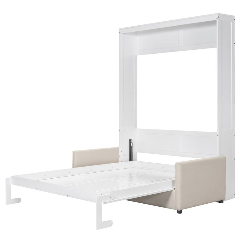 Queen Size Multifunctional Design Murphy Bed with Cushion and Storage Space for Bedroom