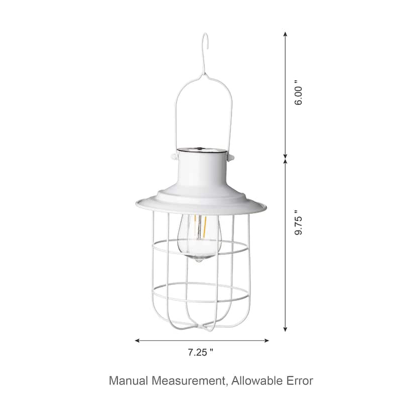Glitzhome Set of 2 Metal Wire Solar Powered Outdoor Hanging Lantern