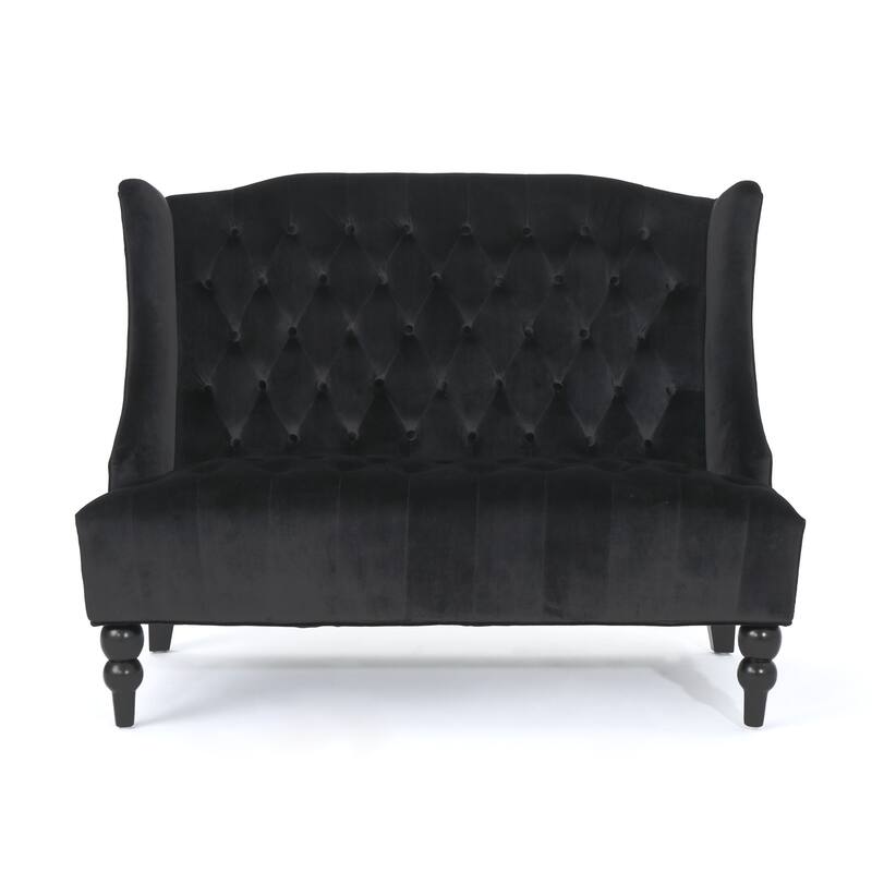 Leora Modern Glam Tufted Velvet Wingback Loveseat by Christopher Knight Home