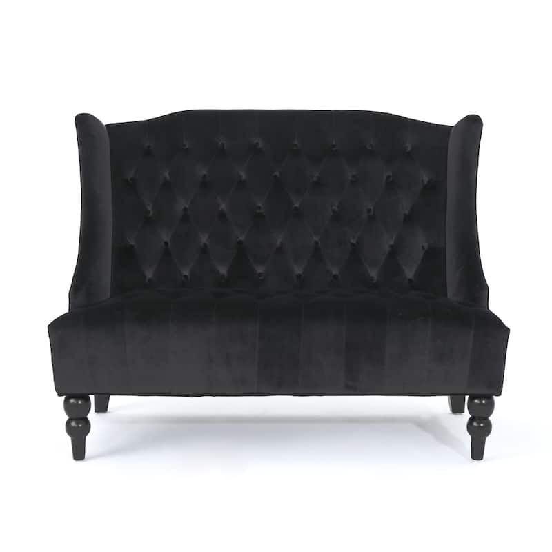 Velvet Button Tufted High Wingback Loveseat Sofa