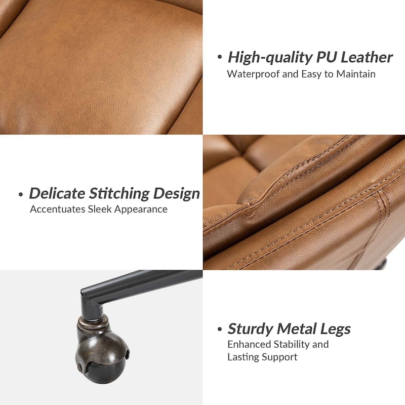 Judy Mid-century Modern Oversize Faux Leather Swivel Tilting Task Office Chair By HULALAHOME