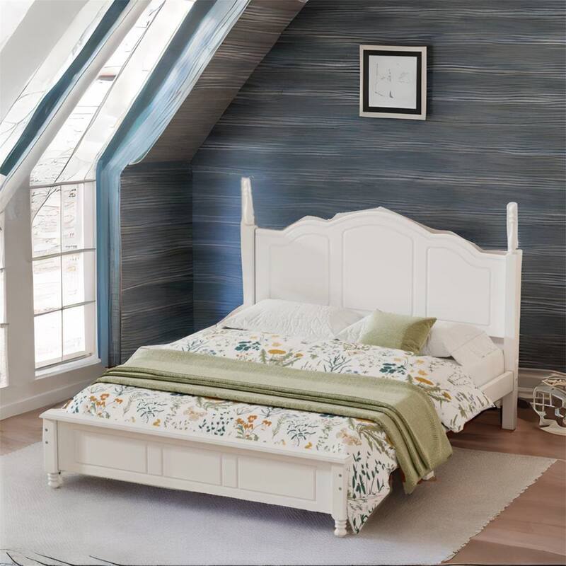 Queen Size Platform Bed with Wooden Slat Support