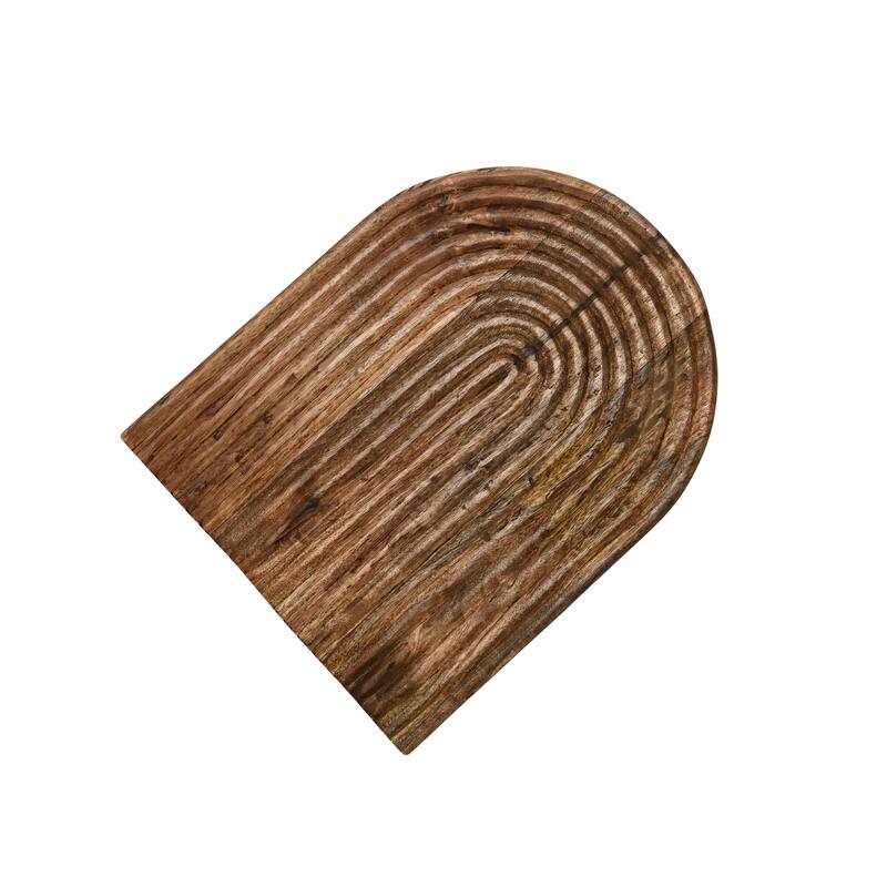 Carved Arch Mango Wood Serving Board - 12.5"L x 10.0"W x 2.0"H - Natural - 12.5"L x 10.0"W x 2.0"H