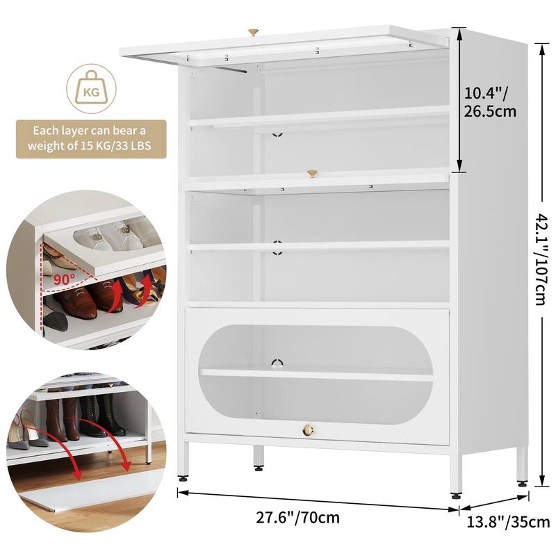 Entryway Shoe Storage Cabinet with 3/4 Flip Doors, Shoe Rack Organizer for Hallway