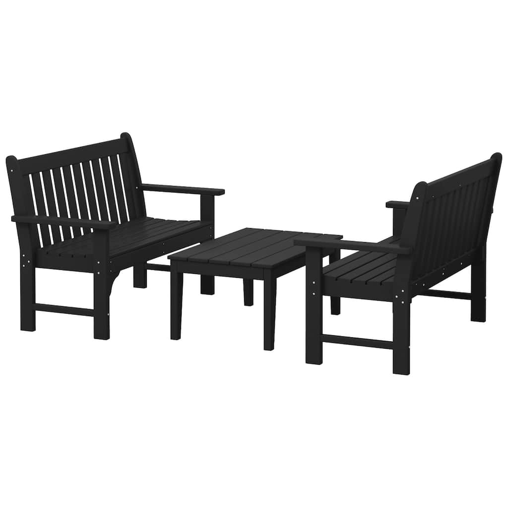 Polytrends Laguna 3-Piece Outdoor Patio Bench Set With Coffee Table