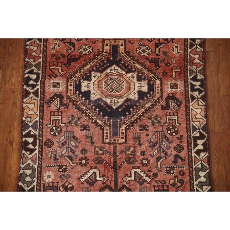 Tribal Qashqai Persian Vintage Rug Hand-knotted Wool Carpet - 2'11"x 4'7"
