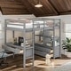 preview thumbnail 13 of 23, Elegant & Multifunctional Design Twin Size Loft Bed with Built-in Desk with 2 Drawers, and Storage Shelves, Space Saving, White Grey
