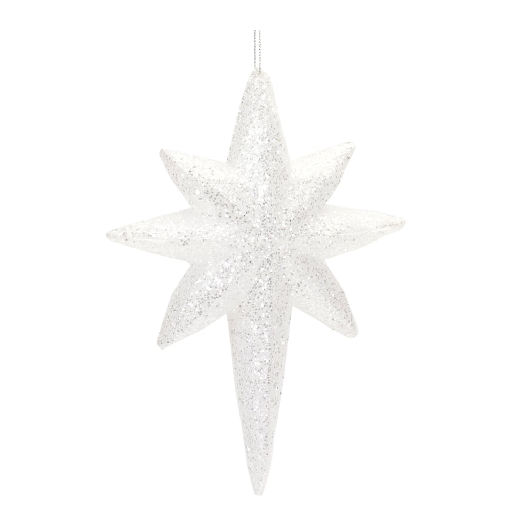 Glittered Star Drop Christmas Ornaments - 8" - 12ct