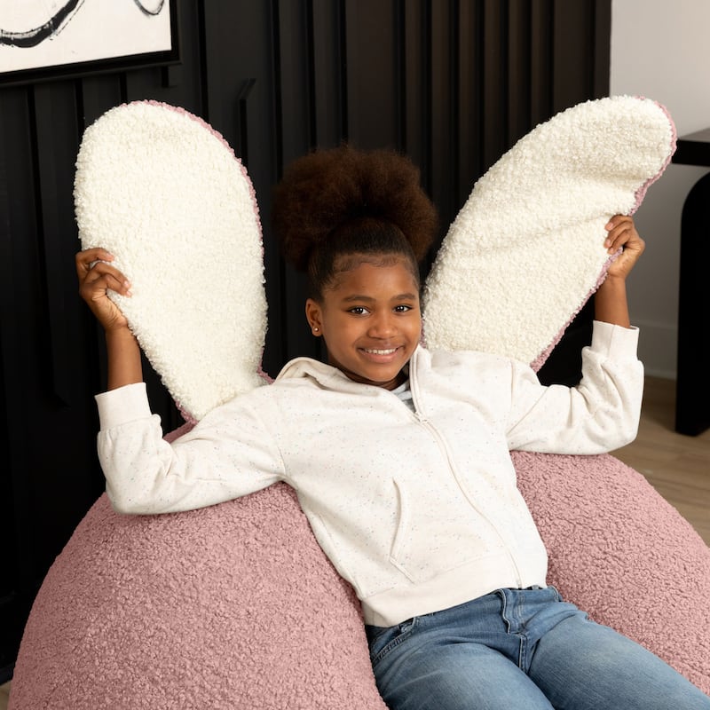 Raven-Symoné Home HopSeat Bunny - Oval Shaped Large Bean Bag Chair with Ears, Ultra Soft Shearling