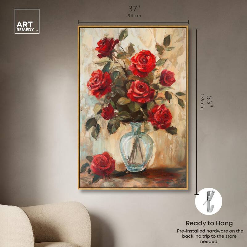 Ruby Roses in Riad Glass Canvas by Art Remedy