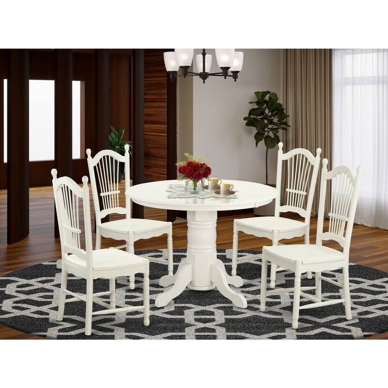 Round Dinette Set - 5 Piece Kitchen Table & Chairs - Small Space Dining