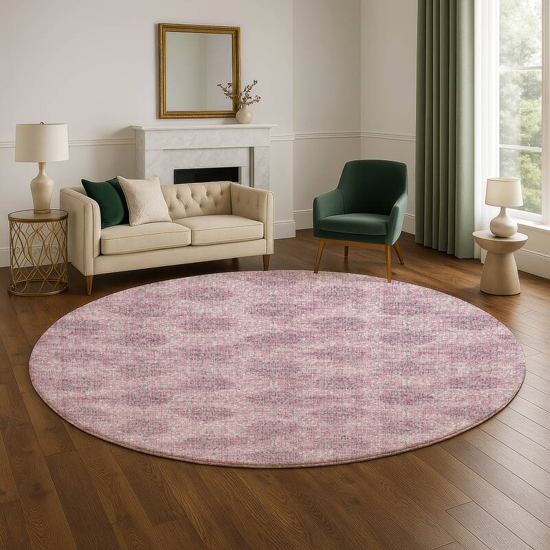 Premium Washable Super Soft Casual Imprints Mayfield Rug - Pink - 8' x 8'