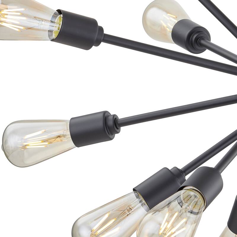 18-Light Sputnik Sphere Chandelier in Black and Gold Finish