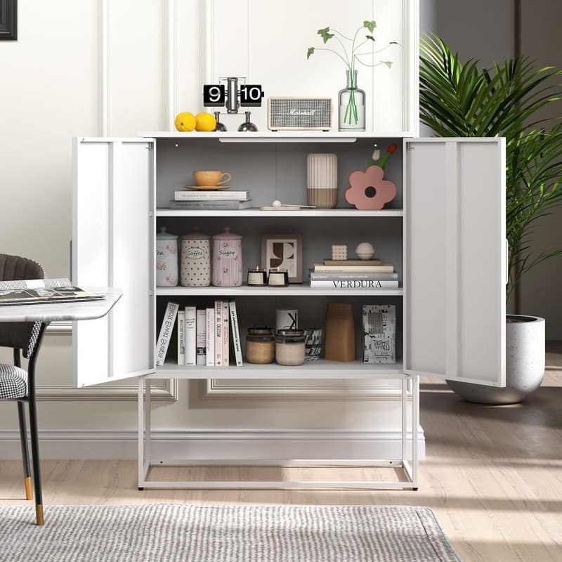 Modern Steel Storage Cabinet,Heavy Duty Buffet Sideboard with Adjustable Shelves
