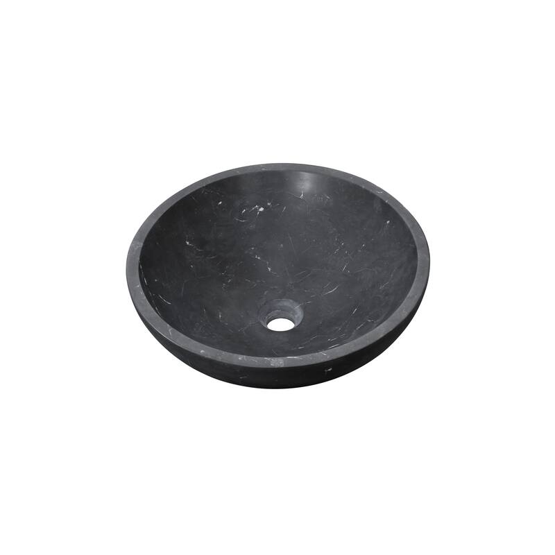Roomfitters Marble Bathroom Vessel Sink, Natural Stone Countertop Wash Basin, Round Matte Vanity Bowl, Above Counter, Dark Grey