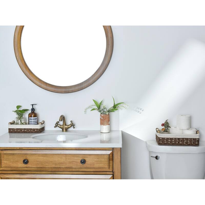 2-pack Natural Wicker Baskets with Liner and Handle, Storage Basket for Bathroom, Living Room, Kitchen - 3.25"D x 12"W x 7.75"H
