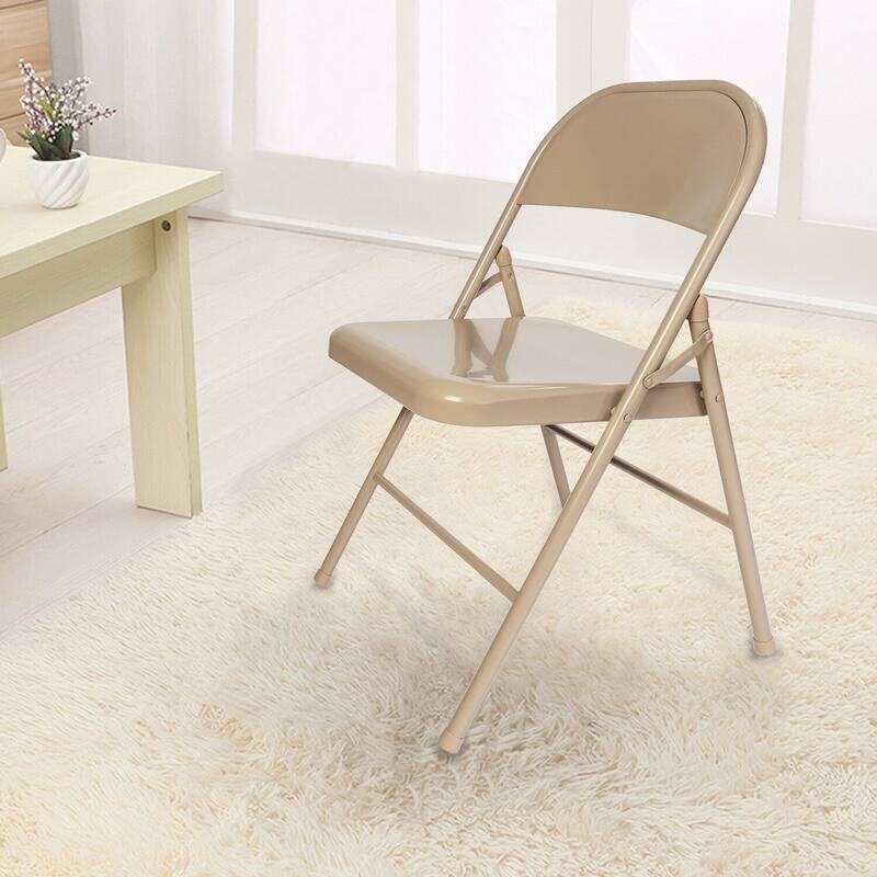 VECELO Dining Chairs Set of 4/8, Beige/Black Folding Chairs with Steel Frame