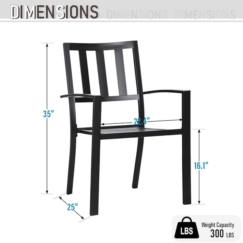 MAISON ARTS 5-Piece Metal E-coat Indoor/Outdoor 37-in Square Dining Table and Armchairs - N/A