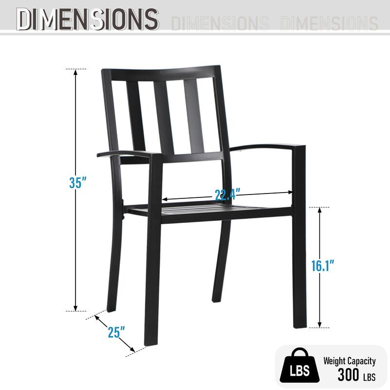 MAISON ARTS 7-Piece Metal Patio Dining Set With 1 Rectangular Table & 6 Stackable Dining Chairs