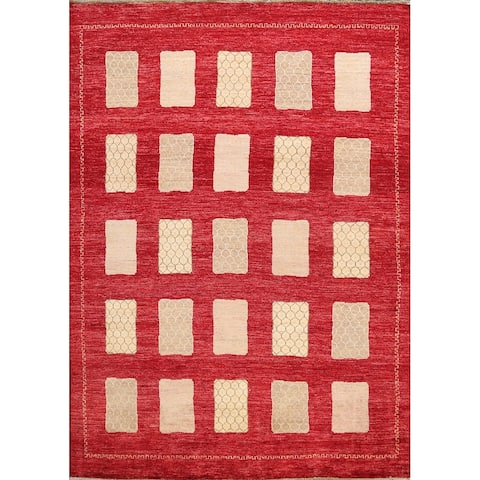 Geometric Gabbeh Kashkoli Oriental Area Rug Wool Hand-knotted - 6'7" x 7'10"