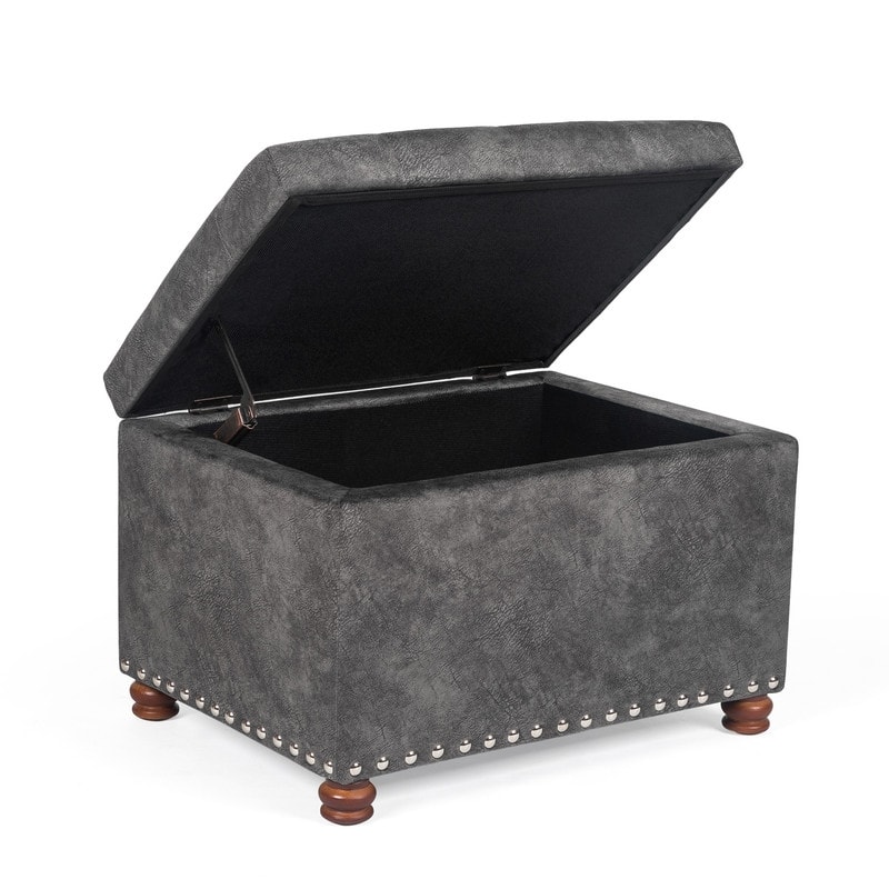 Adeco Contemporary Bench Lift-top Storage Ottoman