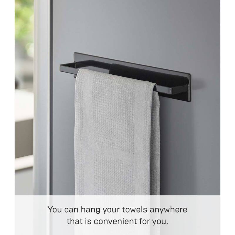 Yamazaki Home Magnetic Kitchen Towel Hanger, Steel, Holds 3 lbs - L 1.77 x W 11.02 x H 1.97 inches