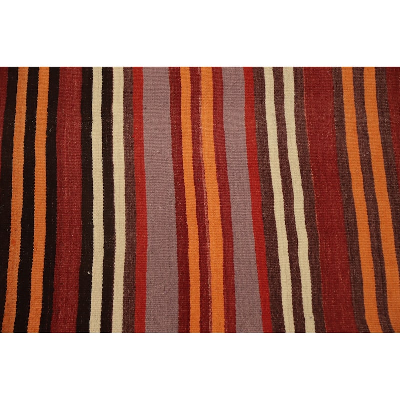 Hand Woven Oriental 100% Wool Carpet Southwestern Geometric Oranges & Rust Kilim Area Rug - 9' 4'' X 4' 10''