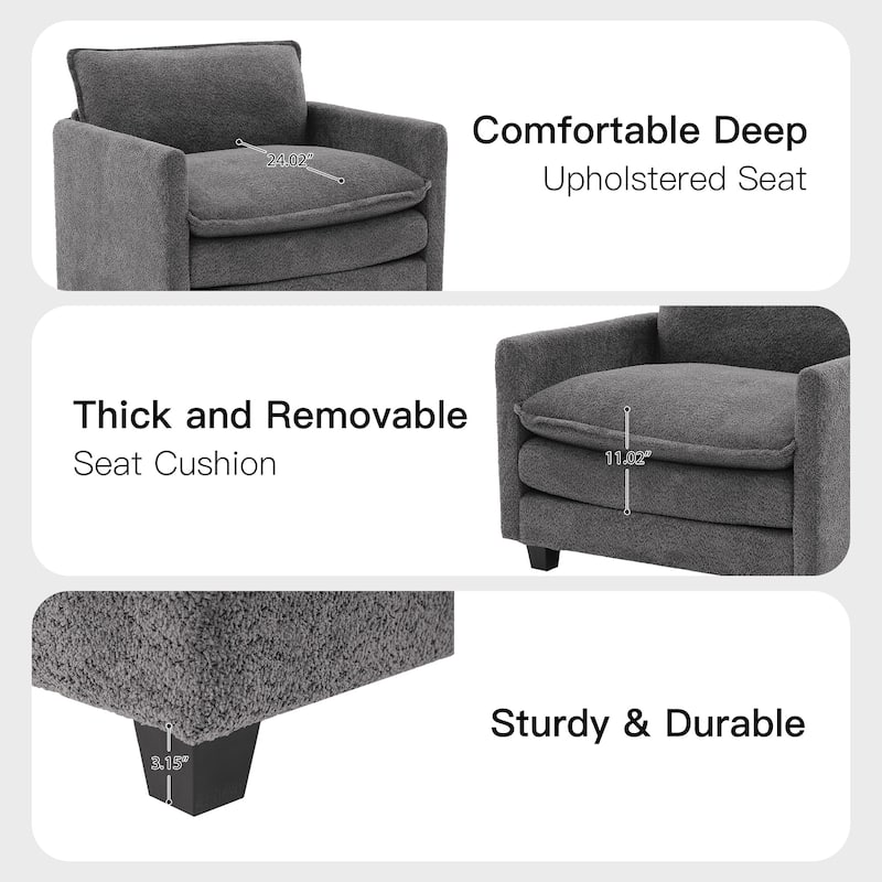 4-Seat Modular L-Shaped Corner Sectional Sofa with Ottoman, Soft Chenille Upholstery and Deep Seating for Living Room