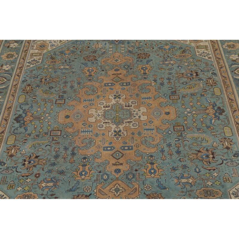 Geometric Tabriz Persian Vintage Area Rug Handmade Bedroom Wool Carpet - 8'0"x 11'0"