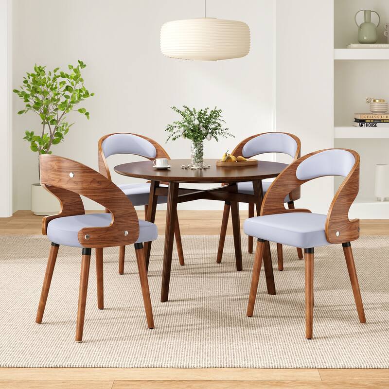 Modern Upholstered Dining Chair with Curved Backrest