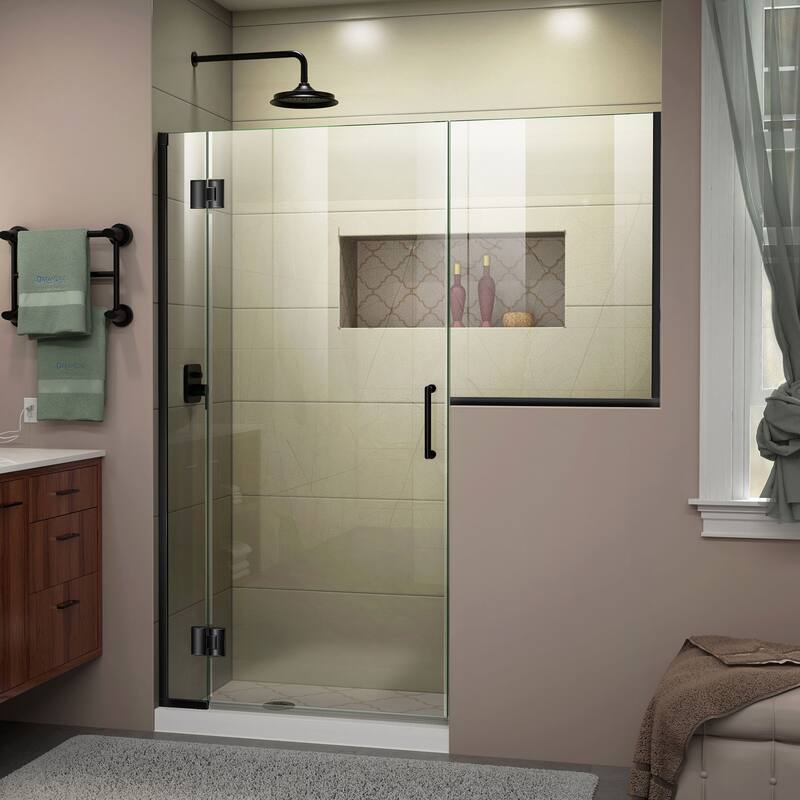 DreamLine Unidoor-X 70-70 1/2 in. W x 72 in. H Frameless Hinged Shower Door - 70" - 70.5" W - Satin Black Finish