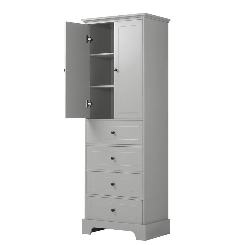 GDFStudio - Evelyn Tall Storage Cabinet with Drawers and Adjustable Shelving for Multi-Room Organization