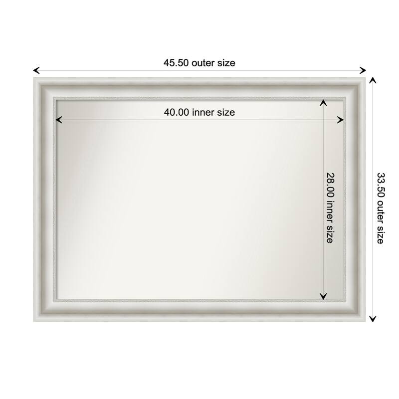 Parlor White Framed Non-Beveled Custom Wall Mirror, Bathroom Vanity Mirror - Outer Size: 45.5 x 33.5