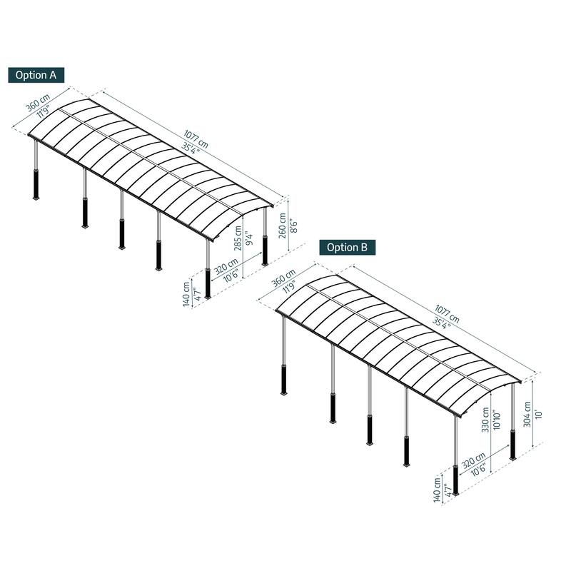 Alpine 12 ft. Gray RV Carport and Boat Shelter