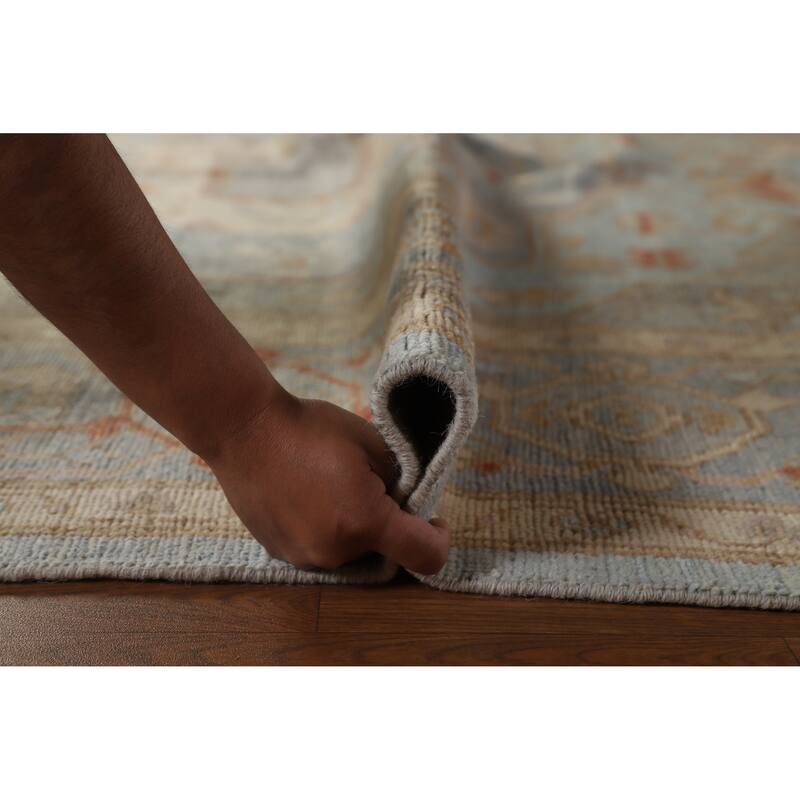 Hand Knotted Oriental 100% Wool Carpet Transitional Medallion Navy Blue & Blues Oushak Area Rug - 9' 10'' X 8' 5''